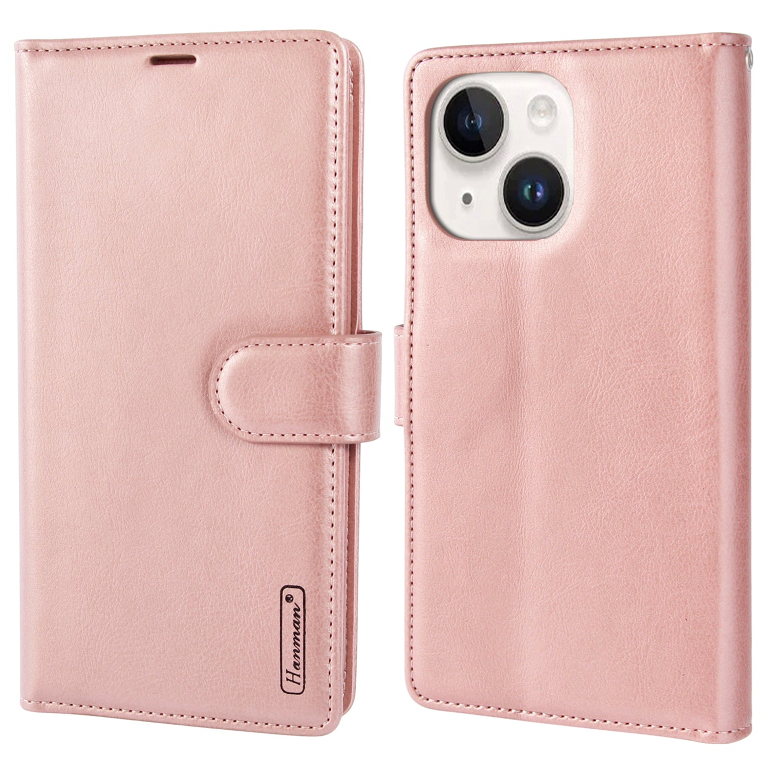 HANMAN Mila Series Stand Cover for iPhone 13 6.1 inch Folio Flip PU Leather Phone Wallet Case HANMAN Mila Series Stand Cover for iPhone 13 6.1 inch Folio Flip PU Leather Phone Wallet Case